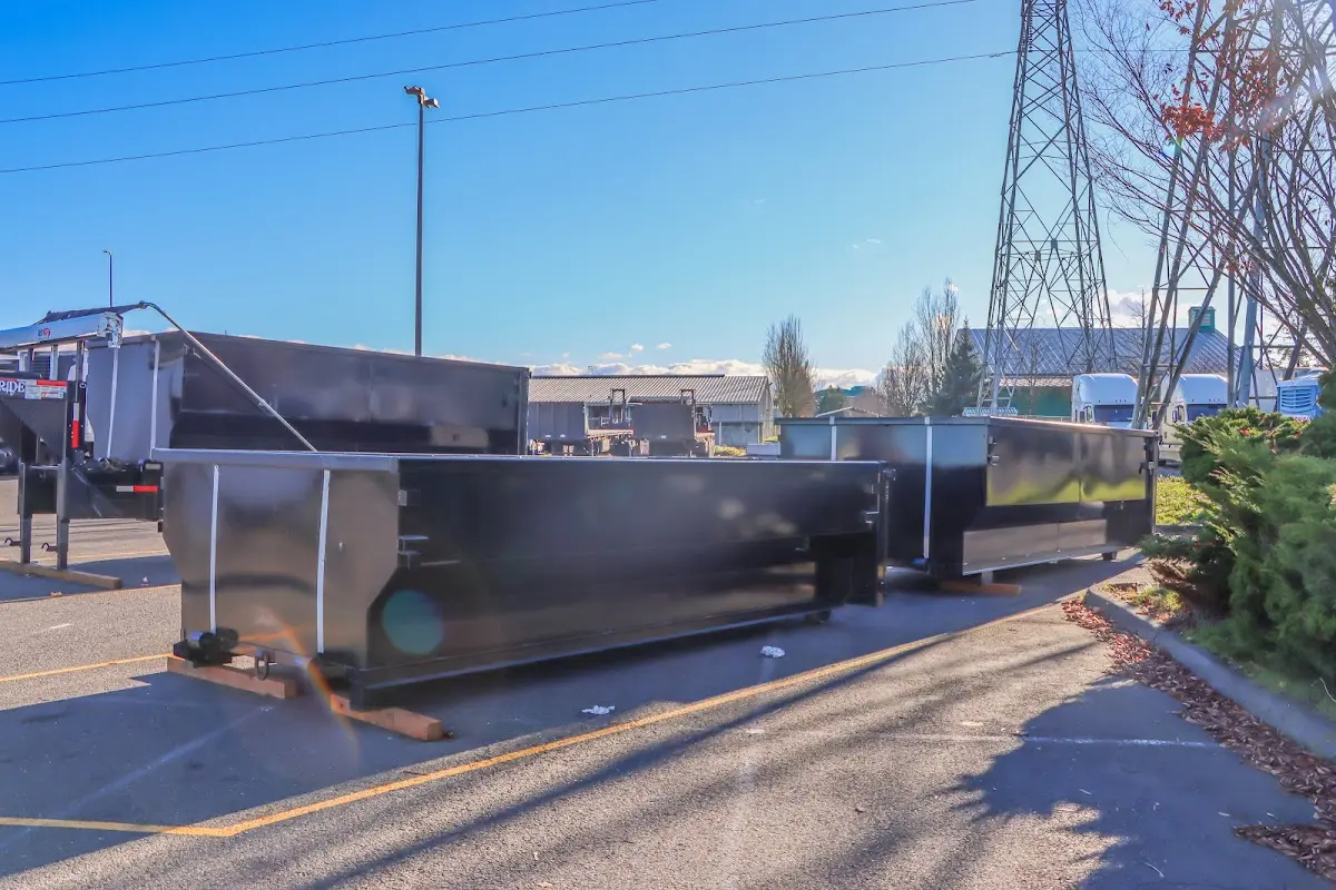 Roll-off dumpster ready for waste disposal at job site for 3 Yard Dumpster Rental in Foothill Farms